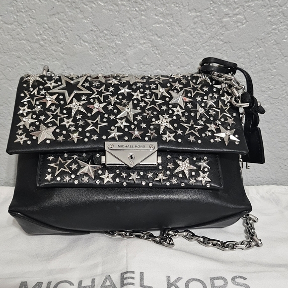 Michael Kors Cece Medium Star-Embellished Leather Convertible Shoulder Bag